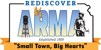 Logo of the City of Arma, Kansas, shown on large displays